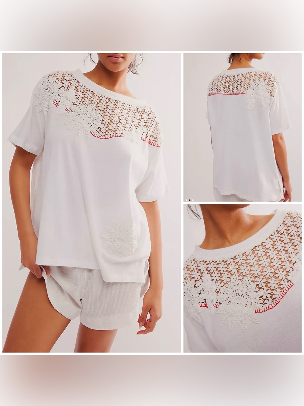 Free People Carly Twisted Tee - ivory white - XL *IR*